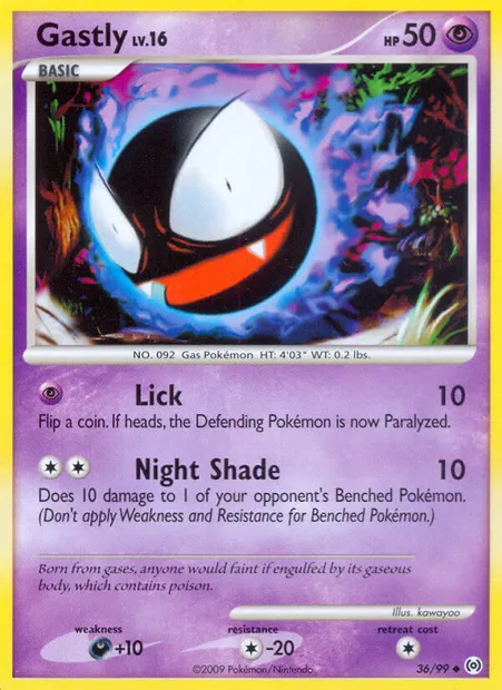 Gastly, Pokémon card AR 36 — Arceus set