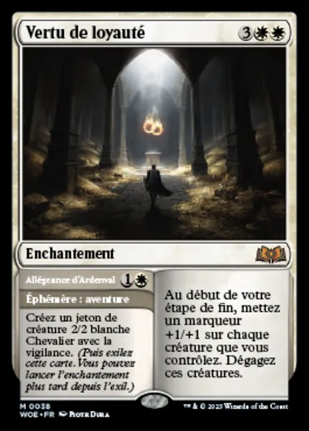 Vertu de loyauté // Allégeance d'Ardenval, carte Magic WOE 38 — extension Wilds of Eldraine