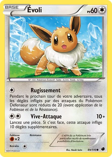 Évoli, carte Pokémon PLF 89 — extension Glaciation Plasma