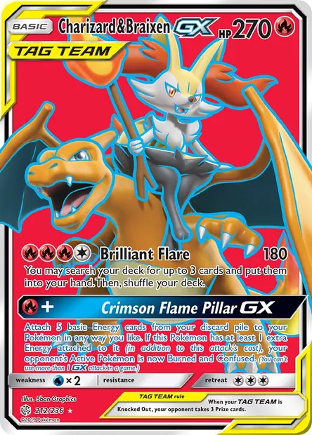 Charizard & Braixen GX, Pokémon card CEC 212 — Cosmic Eclipse set