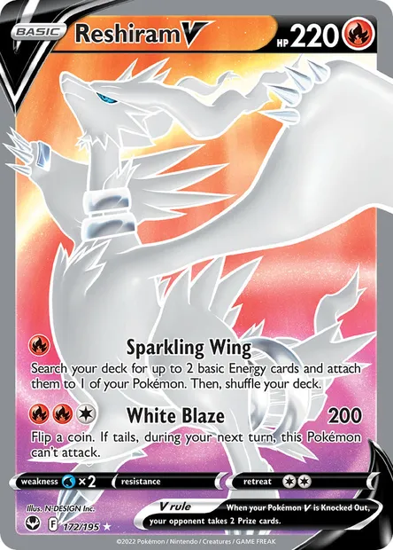 Reshiram V, Pokémon card SIT 172 — Silver Tempest set
