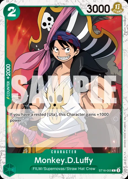 Monkey.D.Luffy, One Piece card ST16-005 — Green Uta set