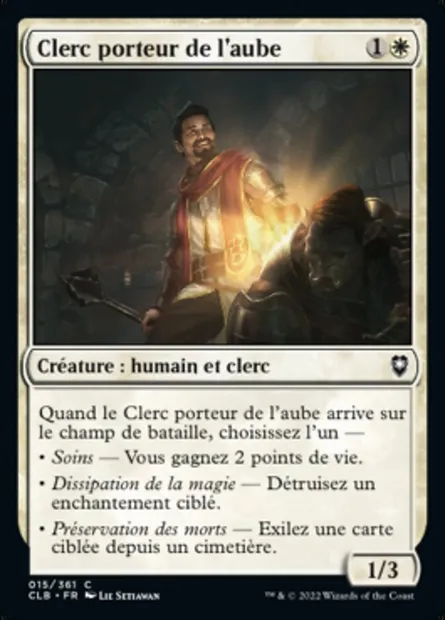 Clerc porteur de l'aube, carte Magic CLB 15 — extension Commander Légendes : la bataille de la Porte de Baldur