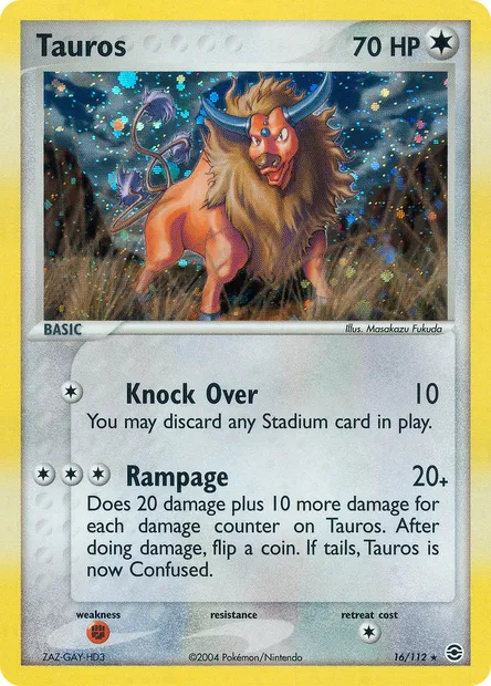 Tauros, Pokémon card RG 16 — FireRed & LeafGreen set