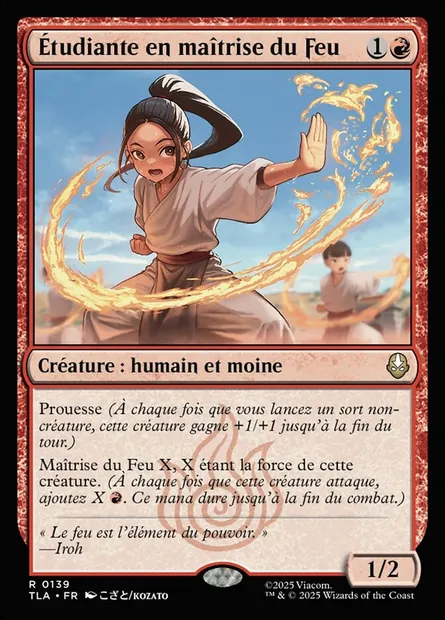 Étudiante en maîtrise du Feu, carte Magic TLA 139 — extension Avatar: The Last Airbender