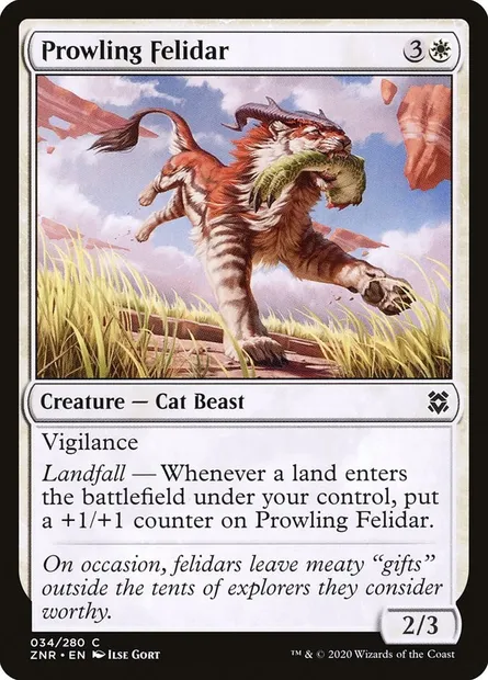 Prowling Felidar, Magic card ZNR 34 — Zendikar Rising set