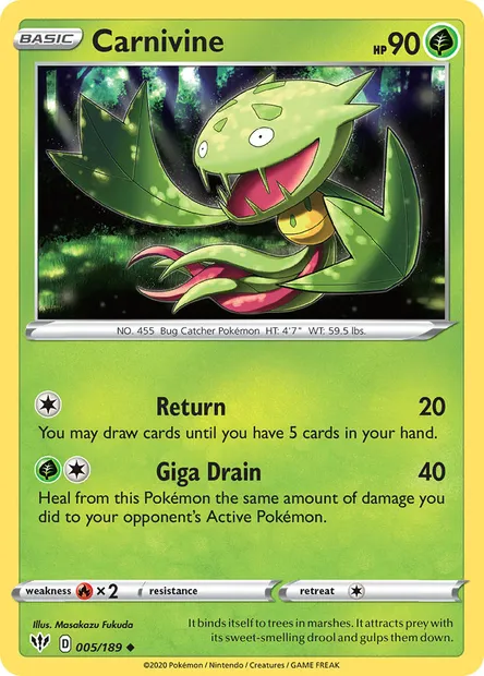 Carnivine, Pokémon card DAA 5 — Darkness Ablaze set