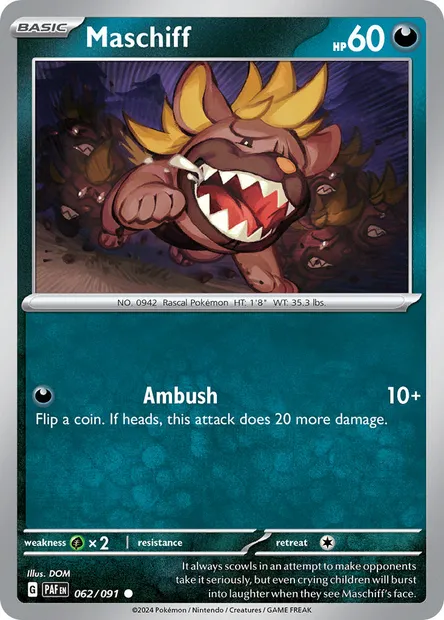 Maschiff, Pokémon card PAF 062 — Paldean Fates set
