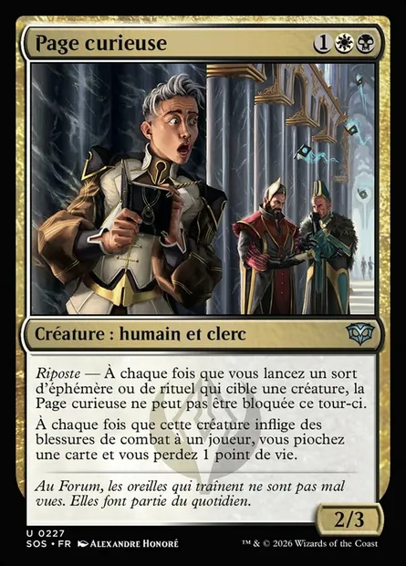 Page curieuse, carte Magic SOS 227 — extension Secrets of Strixhaven