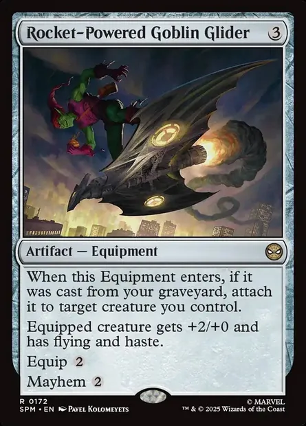Rocket-Powered Goblin Glider, Magic card SPM 172 — Marvel's Spider-Man set