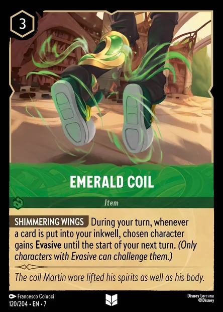 Emerald Coil, Disney Lorcana card CH7-120 — Archazia's Island set