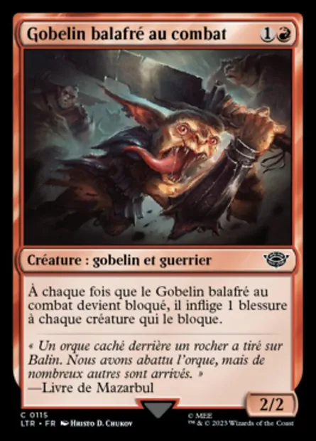 Gobelin balafré au combat, carte Magic LTR 115 — extension Le Seigneur des Anneaux : chroniques de la Terre du Milieu