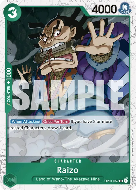 Raizo, One Piece card OP01-052 — ROMANCE DAWN set