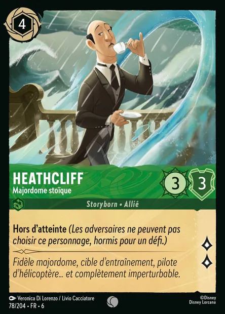Heathcliff - Majordome stoïque, carte Disney Lorcana CH6-078 — extension La Mer Azurite