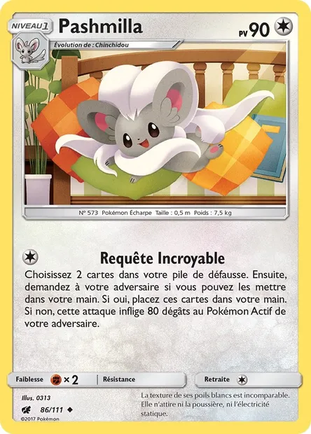 Pashmilla, carte Pokémon CIN 86 — extension Invasion Carmin
