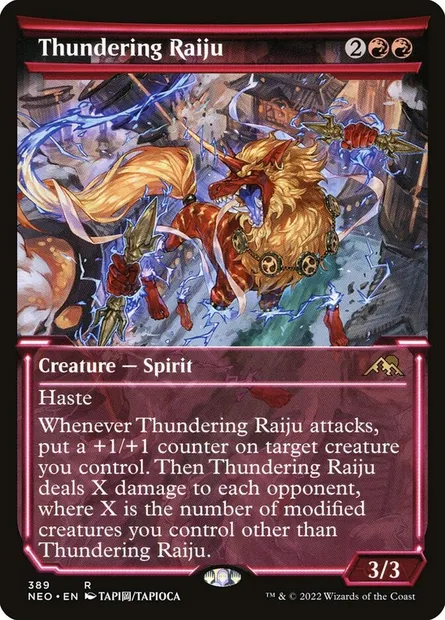 Thundering Raiju, Magic card NEO 389 — Kamigawa: Neon Dynasty set