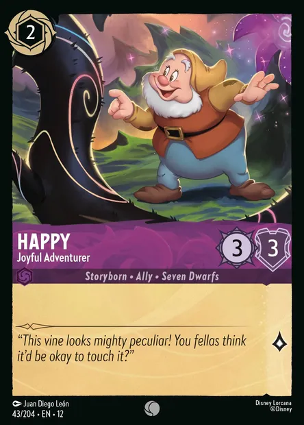 Happy - Joyful Adventurer, Disney Lorcana card CH12-043 — Wilds Unknown set