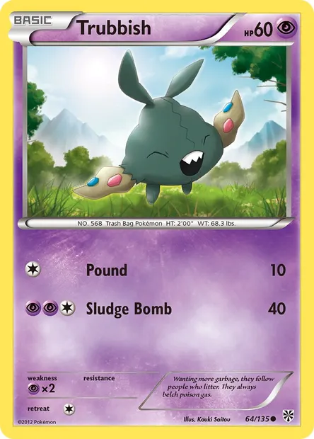 Trubbish, Pokémon card PLS 64 — Plasma Storm set
