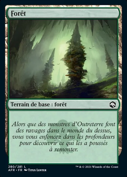 Forêt, carte Magic AFR 280 — extension Forgotten Realms: Aventures dans les Royaumes Oubliés