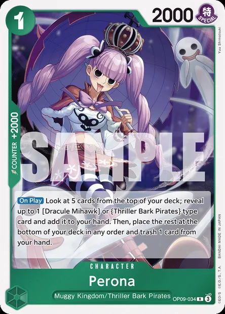 Perona, One Piece card OP09-034 — EMPERORS IN THE NEW WORLD set