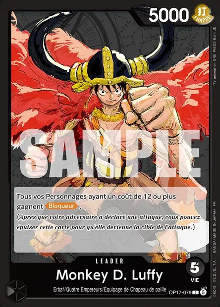 Monkey D. Luffy, carte One Piece OP17-079 — extension LES GUERRIERS LES PLUS PUISSANTS AU MONDE