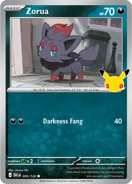 Zorua, Pokémon card 30C 095 — 30th Celebration set
