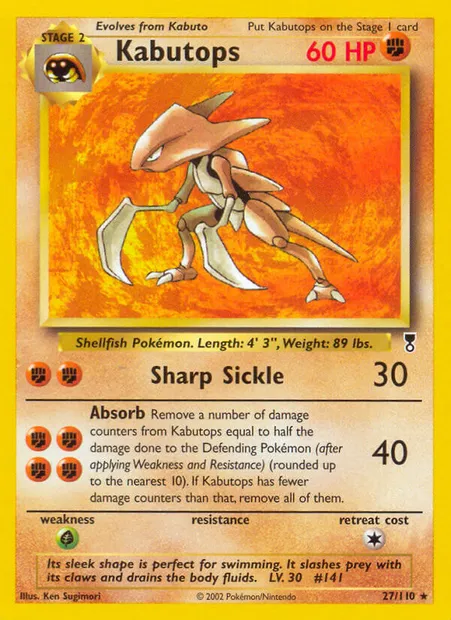 Kabutops, Pokémon card LC 27 — Legendary Collection set