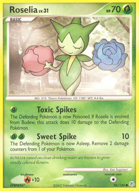 Rosélia, carte Pokémon DP 96 — extension Diamant & Perle