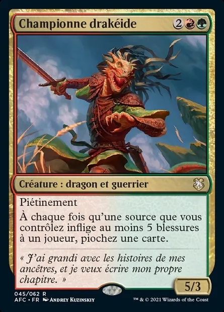 Championne drakéide, carte Magic AFC 45 — extension Forgotten Realms Commander