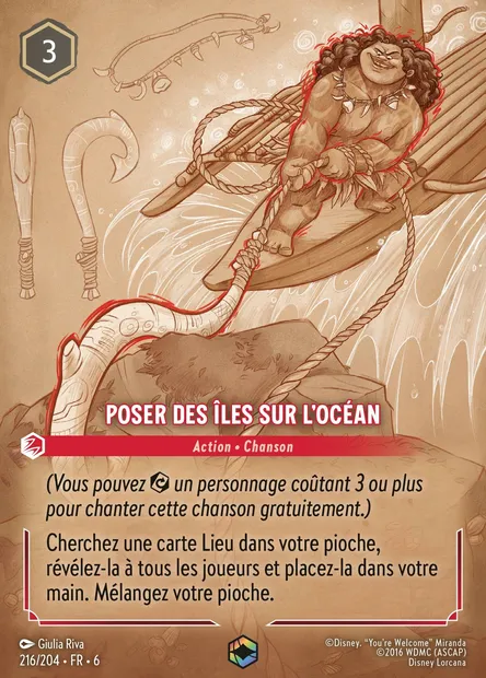 Poser des îles sur l'océan, carte Disney Lorcana CH6-216 — extension La Mer Azurite
