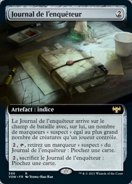 Journal de l'enquêteur, carte Magic VOW 396 — extension Innistrad : noce écarlate
