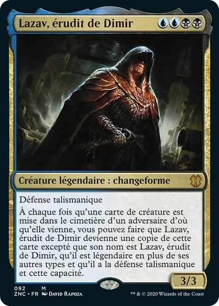 Lazav, érudit de Dimir, carte Magic ZNC 92 — extension Zendikar Rising Commander