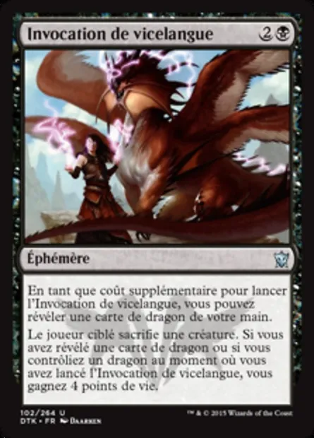 Invocation de vicelangue, carte Magic DTK 102 — extension Les Dragons de Tarkir