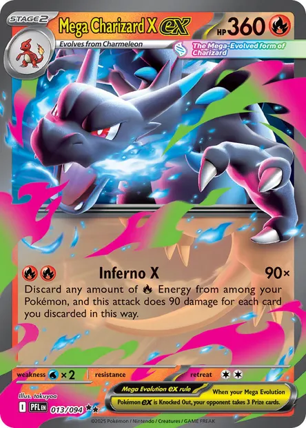 Mega Charizard X ex, Pokémon card PFL 013 — Phantasmal Flames set