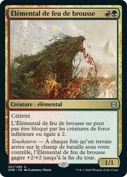 Élémental de feu de brousse, carte Magic ZNR 221 — extension Renaissance de Zendikar