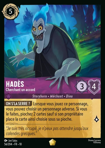 Hadès - Cherchant un accord, carte Disney Lorcana CH10-056 — extension Lueurs dans les Profondeurs