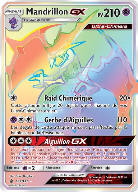 Mandrillon GX, carte Pokémon FLI 134 — extension Lumière Interdite