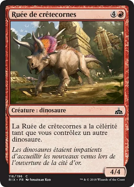 Ruée de crêtecornes, carte Magic RIX 116 — extension Les combattants d'Ixalan