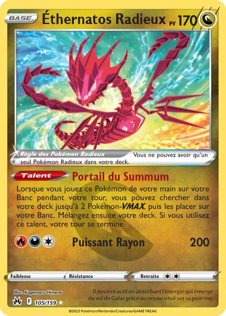 Éthernatos Radieux, carte Pokémon CRZ 105 — extension Zénith Suprême