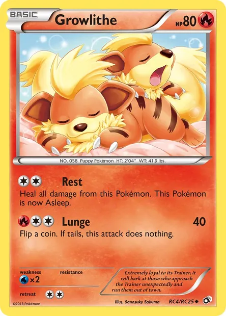 Growlithe, Pokémon card LTR RC4 — Legendary Treasures set