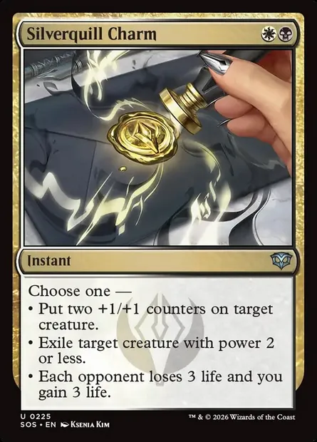 Silverquill Charm, Magic card SOS 225 — Secrets of Strixhaven set