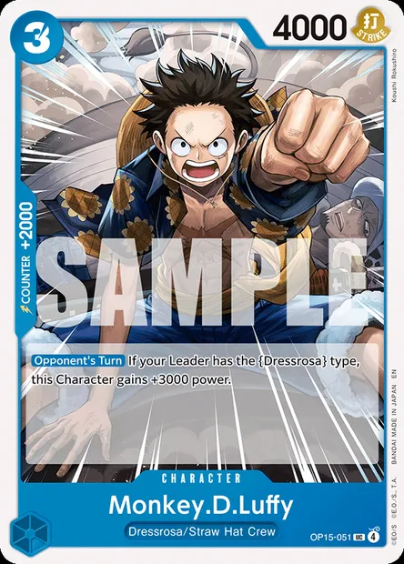 Monkey.D.Luffy, One Piece card OP15-051 — ADVENTURE ON KAMI’S ISLAND set