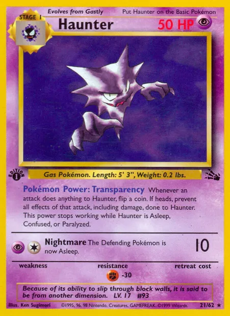 Haunter, Pokémon card FO 21 — Fossil set