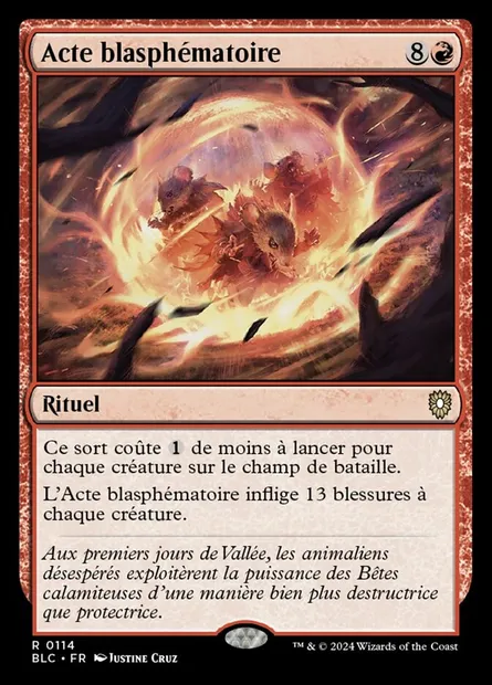 Acte blasphématoire, carte Magic BLC 114 — extension Bloomburrow Commander