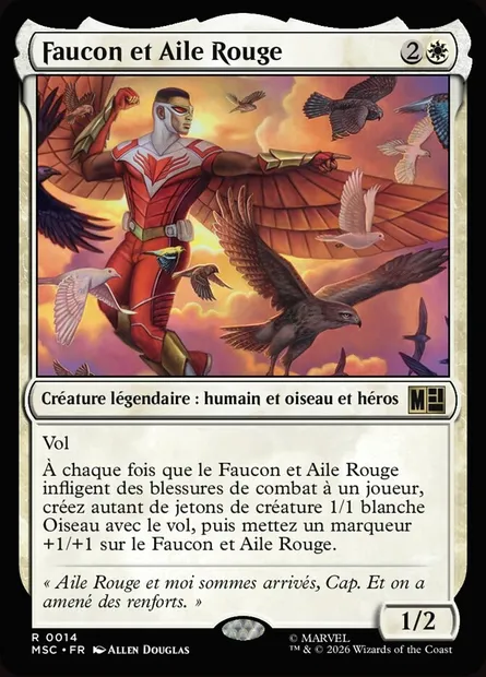 Faucon et Aile Rouge, carte Magic MSC 14 — extension Marvel Super Heroes Commander