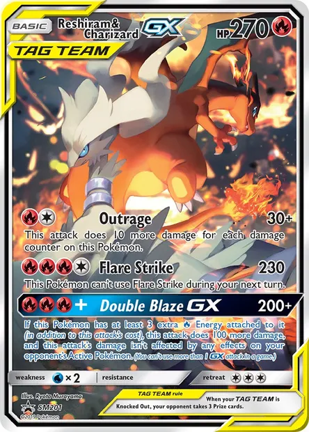 Reshiram & Charizard GX, Pokémon card SM 201 — SM Black Star Promos set
