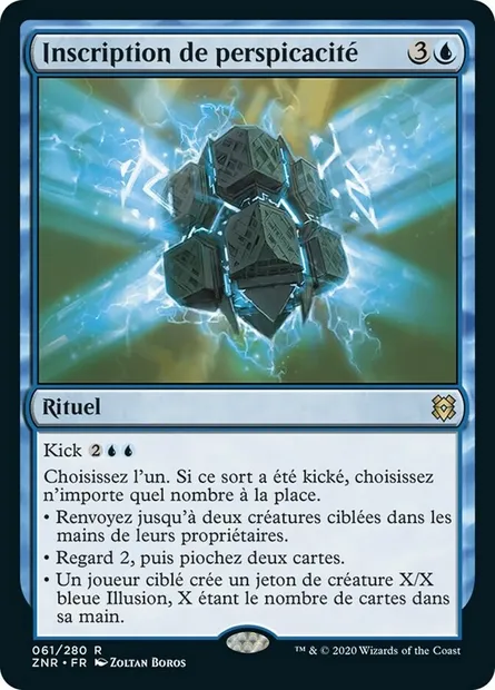 Inscription de perspicacité, carte Magic ZNR 61 — extension Renaissance de Zendikar