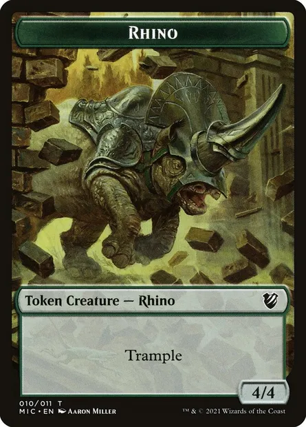 Rhino, carte Magic TMIC 10 — extension Midnight Hunt Commander Tokens