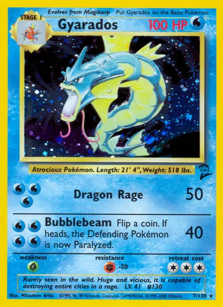 Léviator, carte Pokémon B2 7 — extension Base Set 2