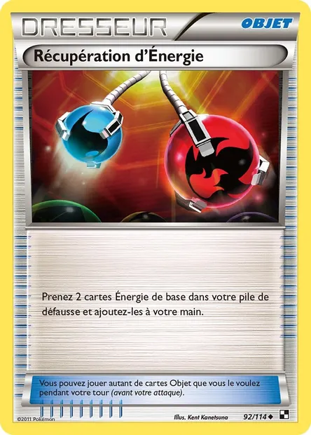 Récupération d’Énergie, carte Pokémon BLW 92 — extension Noir & Blanc
